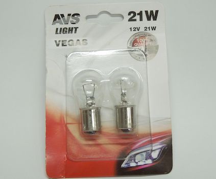 Лампа  12V P21W (BAU15s) смещ, цоколь Vegas блистер из 2шт