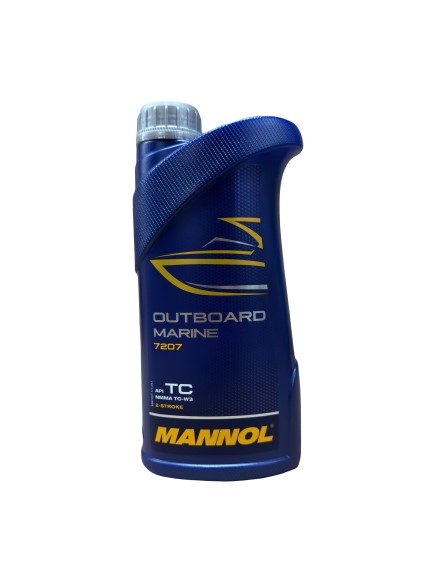 Масло моторное MANNOL 2 такт. 7207 OUTBOARD MARINE W3 полусинт. 1л.  для подвес. лод. мот. с водян. охлаж.