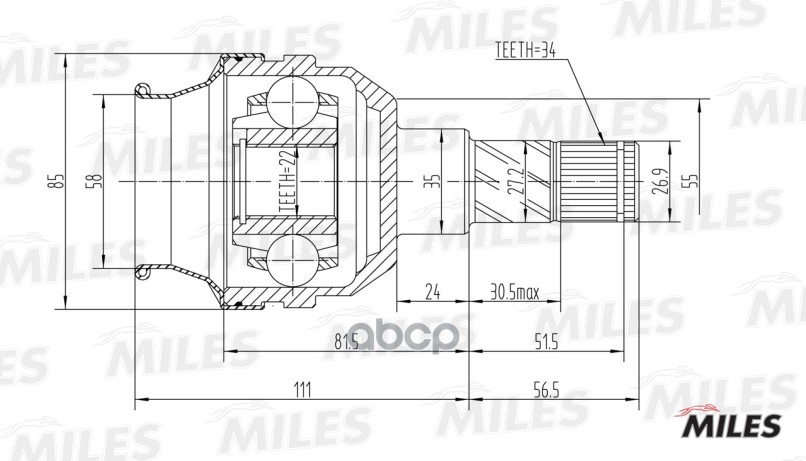 ШРУС Daewoo Nexia/LANOS 1.4-1.6 94- внутр. GA10015