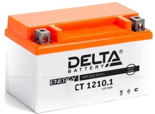 Аккумулятор 12V10Ah для скутеров Delta AGM (YTZ10S) прям. поляр. (150*86*93 пуск. ток 190A)