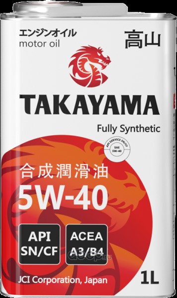 Масло моторное TAKAYAMA  SAE  5W-40, API SN/CF, ACEA A3/B4 1л