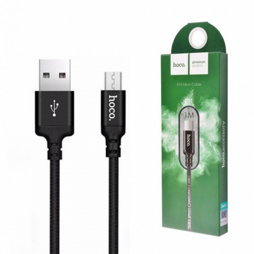 Кабель USB - micro USB /Android/ 1м, 2A, нейлоновая оплетка, черный