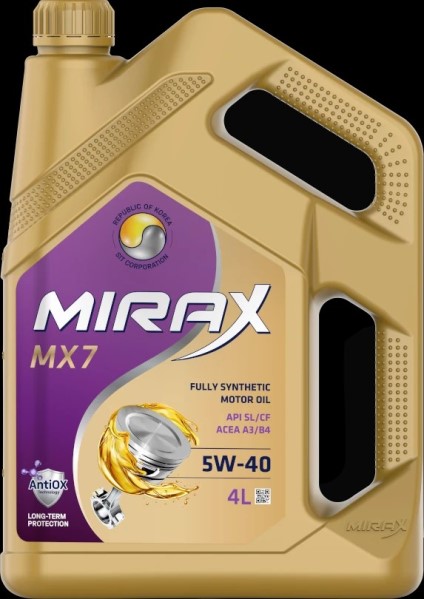 Масло MIRAX MX7 SAE 5W-40 ACEA A3/B4 API SL/CF 4л.  синт
