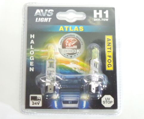 Лампа  AVS H1-24-70 Atlas Anti-Fog желтая из 2шт блистер