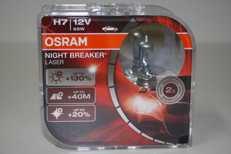 Лампа Osram H7-12-55 +130% Night Breaker Laser (2шт) DuoBox