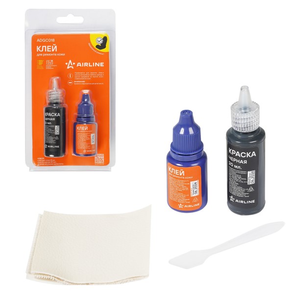 Клей для ремонта кожи (набор: клей для кожи 15 мл., краска черная 20 мл., вспомог.материалы)