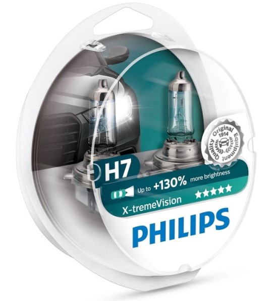 Лампа PHILIPS H7-12-55+130%  X-TREME VISION 3700К  набор 2шт