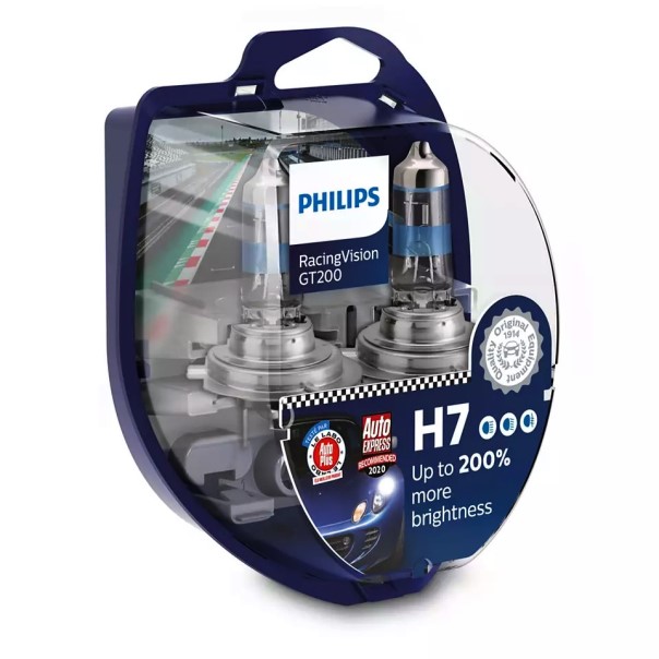 Лампа PHILIPS H7-12-55 +200% RACING VISION GT200 набор 2шт