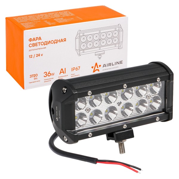 Фары доп. дневные ходовые огни 12 LED 36W (Балка) 12-24V 165*78*65 двухрядная, направленный