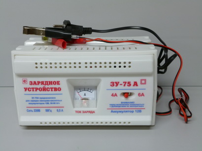 Устройство зарядное трансформаторное для АКБ  ЗУ-75 А зарядный ток 4А И 6А для АКБ 45-90А/ч
