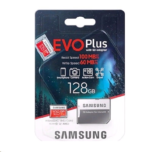 Карта памяти MicroSD 128GB (SDHC) Samsung Evo Plus class-10 с адаптером