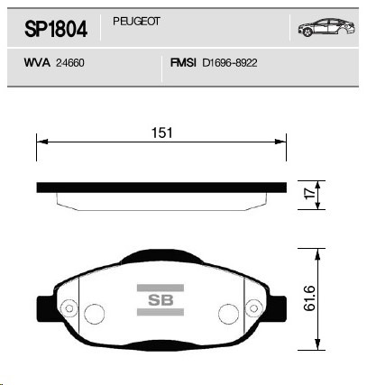 Колодка торм. Peugeot 308/3008 с 2009 г. перед.