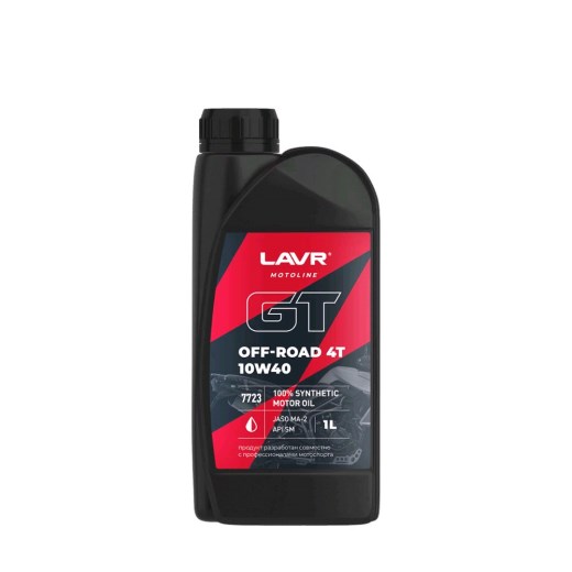 Масло моторное LAVR MOTO GT OFF ROAD 4T 10W40 синт. для мотоциклов с 4-х такт. двиг. (1л)