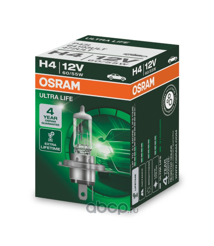 Лампа Osram H4-12-60/55 Ultra Life (3-хкратный ресурс)