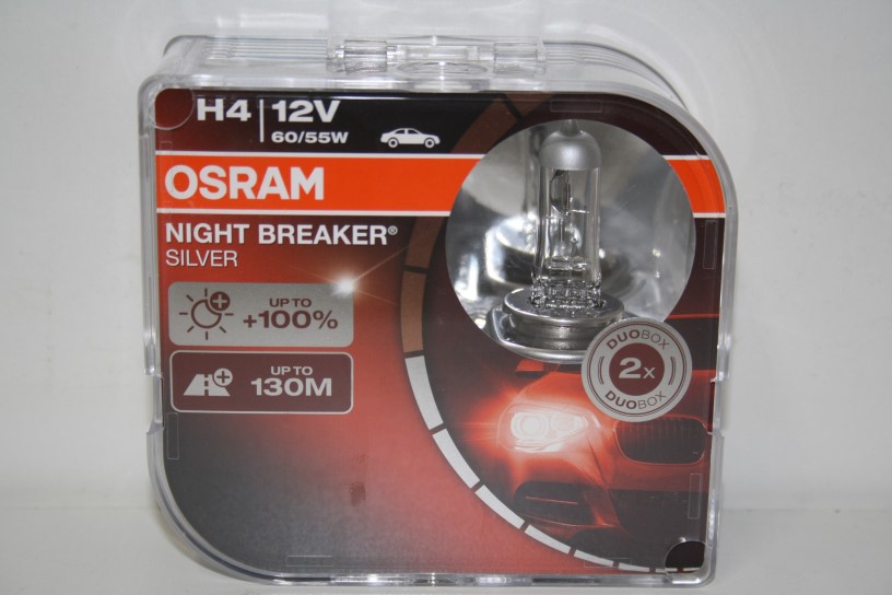 Лампа Osram H4-12-60/55 +100% BOX2 NIGHT BREAKER SILVER Osram на 100% больше света на дороге