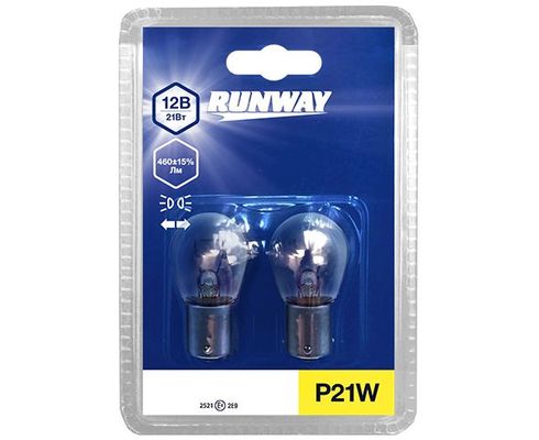 Лампа RUNWAY 12V P21W (BA15s) блистер (2шт)
