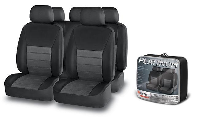 Чехлы на сиденья унив. PLATINUM черный+серый эко кожа (11пр)