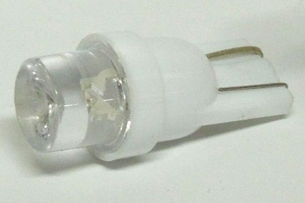 Лампа светодиод. 12V T10 бесцок.  1 диод LED белая конус (W5W) (ДиаЛУЧ)