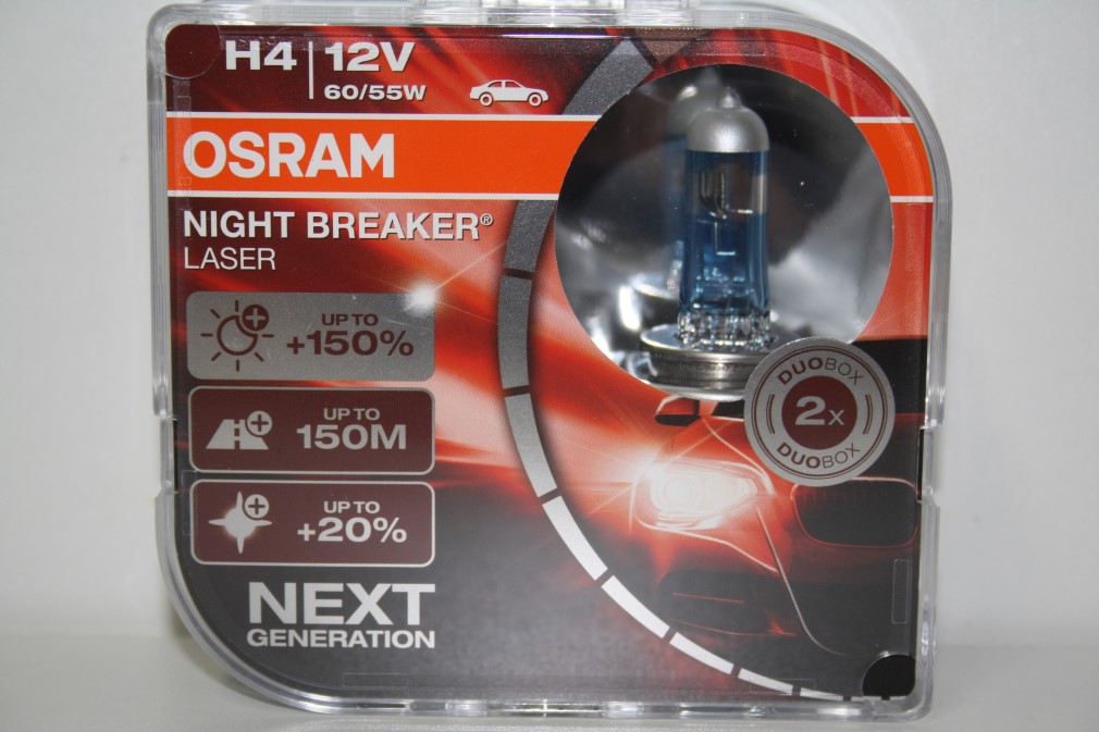 Лампа Osram H4-12-60/55 +150% Night Breaker Laser набор 2шт