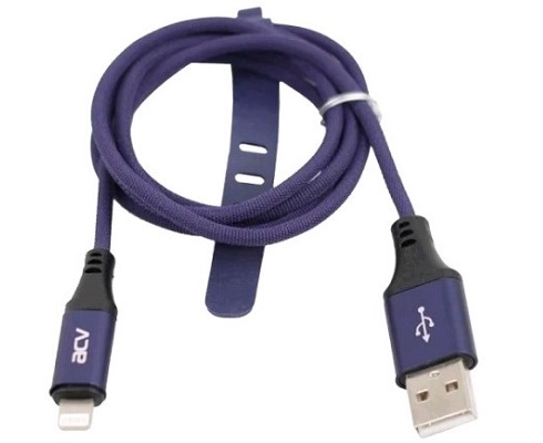 Кабель USB - Lightning(Iphone) 8pin 1м, 2.4A дакроновая оплетка, синий