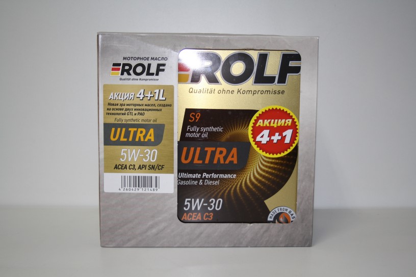 Масло Rolf Ultra SAE 5W30 API SN/CF, ACEA C3 синт. АКЦИЯ 4л.+1л. жесть