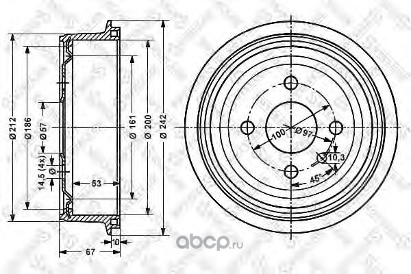Барабан тормозной Daewoo Nexia Lanos