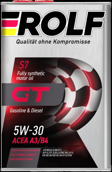 Масло моторное ROLF GT 5W30 API SL/CF; ACEA A3/B4, A3/B синт.  4л  жесть