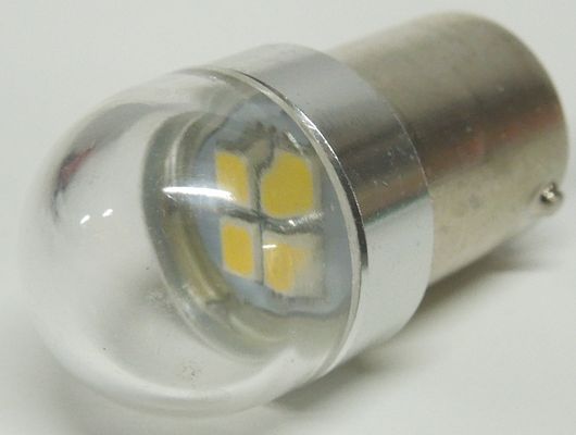 Лампа светодиод. 12V T15 4 диода SMD белая яркая (BA15s) (P21W) (Автосвет)