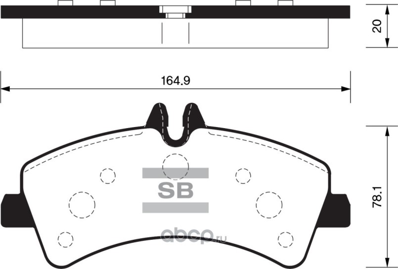 Колодки тормозные MB Sprinter II 4,6t/5t 06--, VW Crafter 30-35/30-50 06-- задние