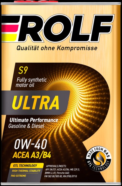 Масло моторное Rolf Ultra SAE 0W40 ACEA A3/B4, API SN/CF синт. 4л  жесть