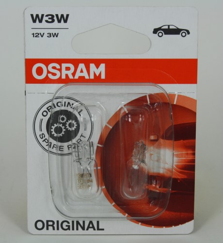 Лампа Osram 12V W3W бесцокольная габарит белая (блистер 2шт.)