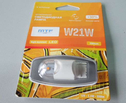 Лампа светодиод. 12V T20 бесцок. WY21W 2.5Вт, желтая, блистер MTF