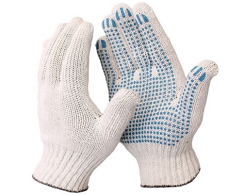 Перчатки х/б с ПВХ 6-ти нит. белые 7,5кл