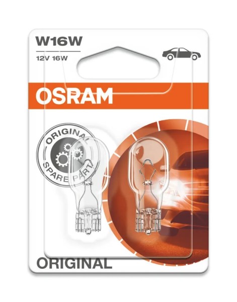 Лампа  12V бесцок. W16W (W2.1x9.5d) блистер 2 шт  (Osram)