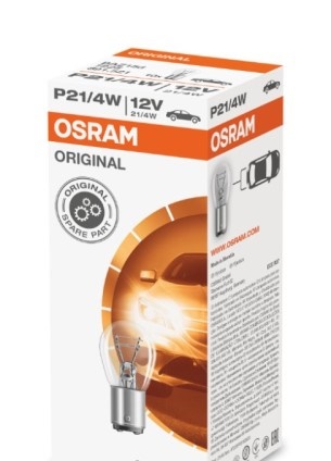 Лампа Osram 12V P21/4W 2-х конт. со смещен. цок. по высоте и окружности BAZ15d