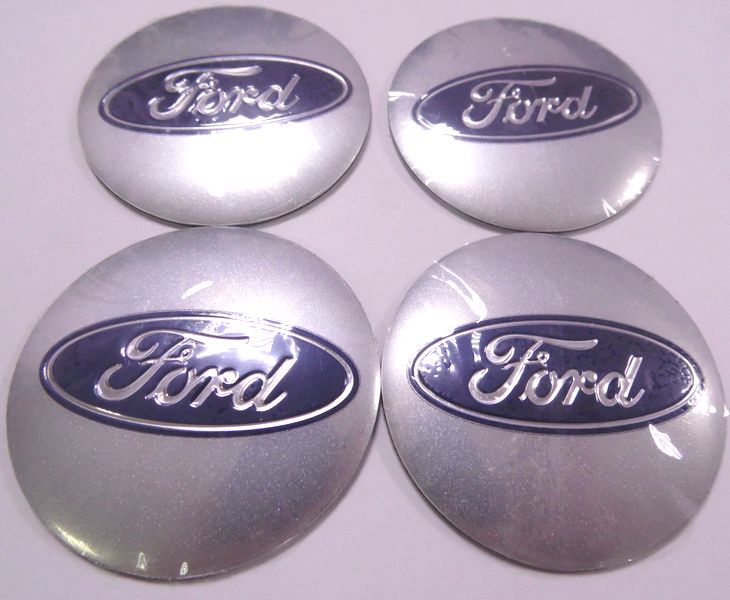 Наклейка на колпаки Ford сферическая изогнутая 5,4см к-т 4шт серебро