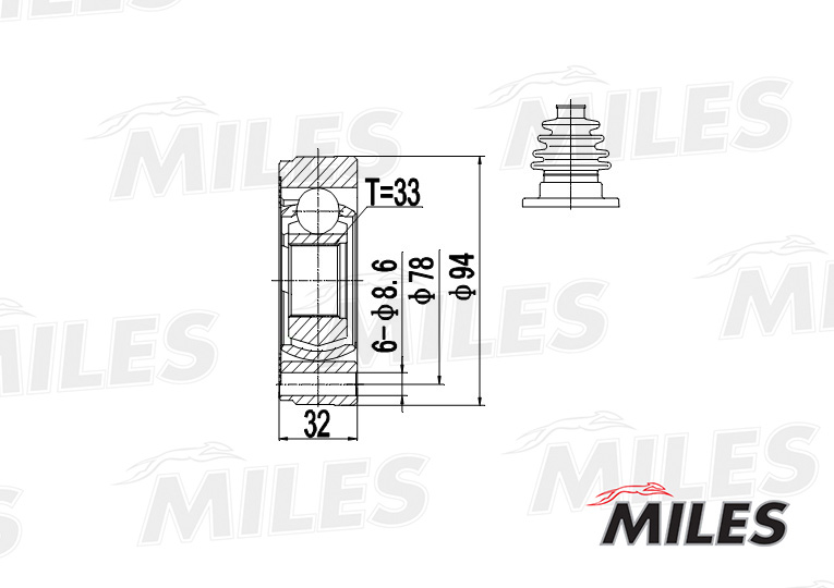 ШРУС AUDI 100/80 1.6/1.8 76-91 внутр.