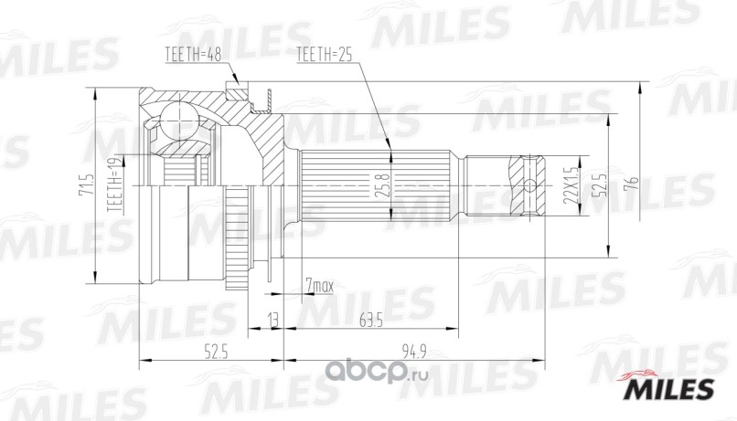 ШРУС HYUNDAI GETZ 1.3/1.6 02- нар.