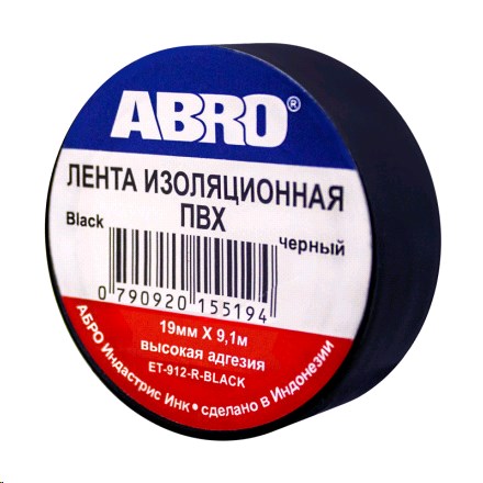 Изолента ПХВ ABRO черная 19мм х 10м