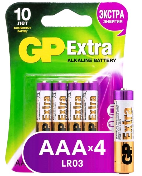 Батарейка AAA GP 24AX-CR4 Extra (LR03)-BL4