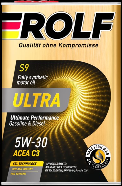 Масло моторное Rolf Ultra SAE 5W30 ACEA C3, API SN/CF  синт. 4л  жесть