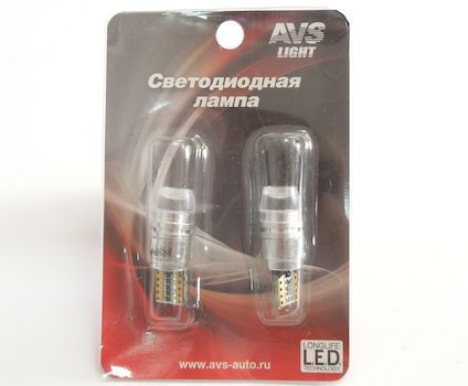 Лампа светодиод. 12V T10 бесцок. 1 диод белая CANBUS линза (W5W) блистер 2шт