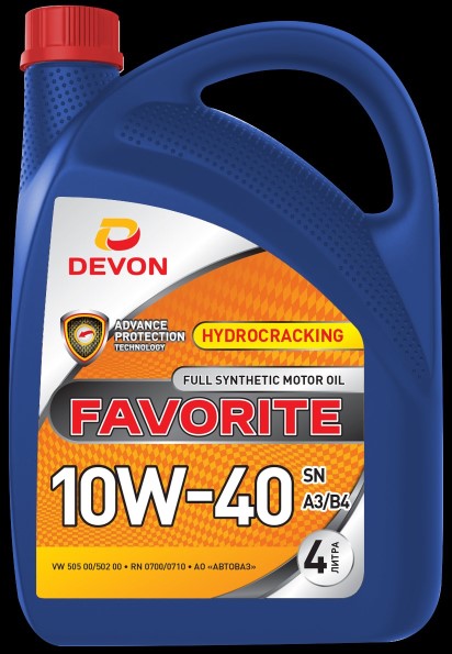 Масло моторное Девон Favorite 10W40 SN A3/B4 (4л.) синт. (бенз., диз.)