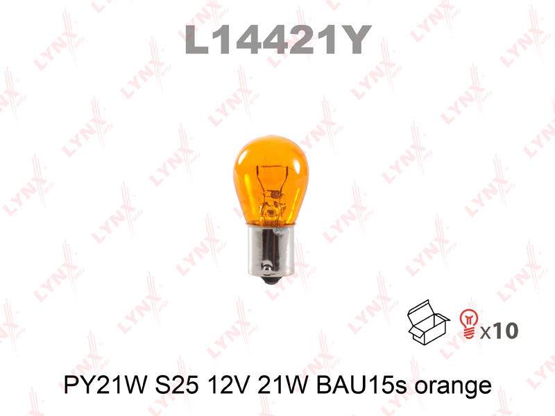 Лампа LYNX 12V PY21W со смещен. цок. по радиусу BAU15s желтая