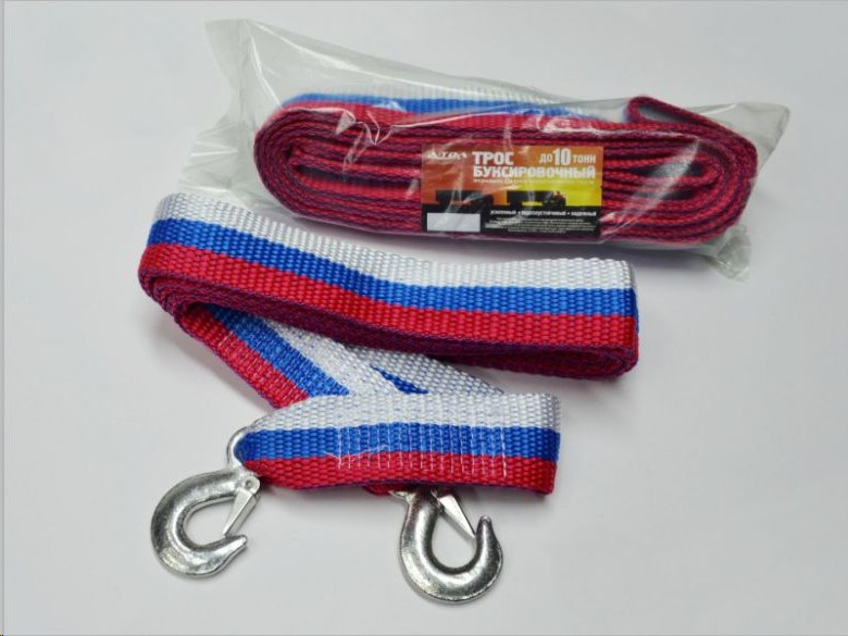 Трос буксировочный (лента) 10т. 5м. 2 крюка