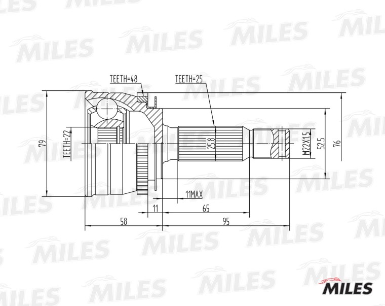 ШРУС HYUNDAI GETZ 1.3-1.6 02- наруж. (с ABS) (GKN 303904) GA20165