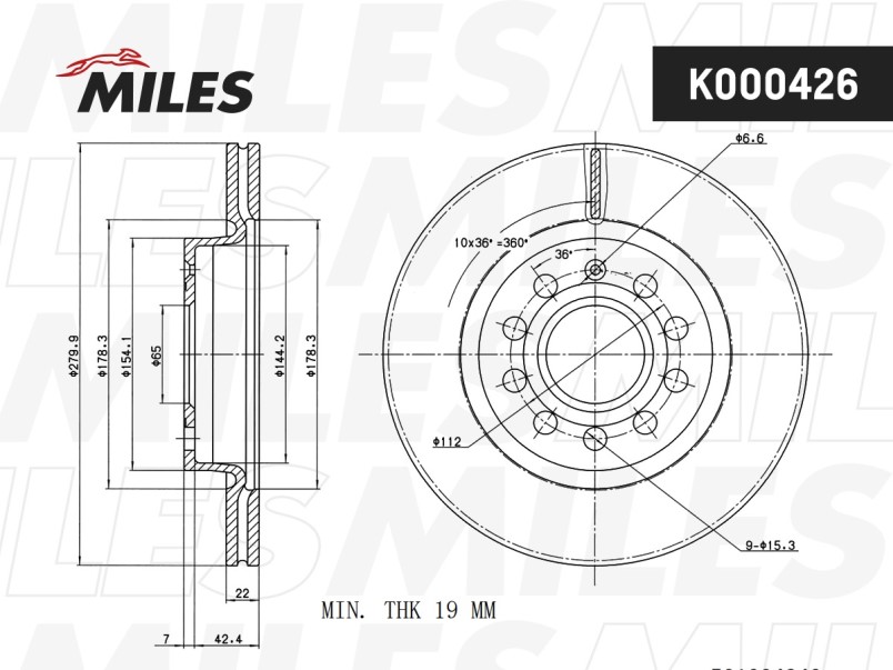 Диск тормозной передний AUDI A3 03-/SKODA OCTAVIA/VW GOLF V/VI/JETTA III  D=280мм (TRW DF4294)